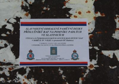 Slavnostní odhalení pamětní desky příslušníků RAF, Slatinice, 15. 4. 2017